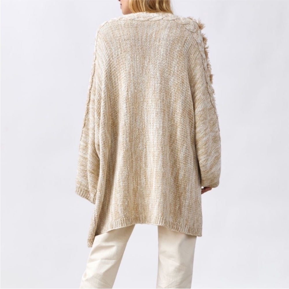 Anthropologie Braided Sleeve Chunky Cardigan One Size - Picture 3 of 9
